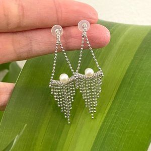 Silver tassel earring